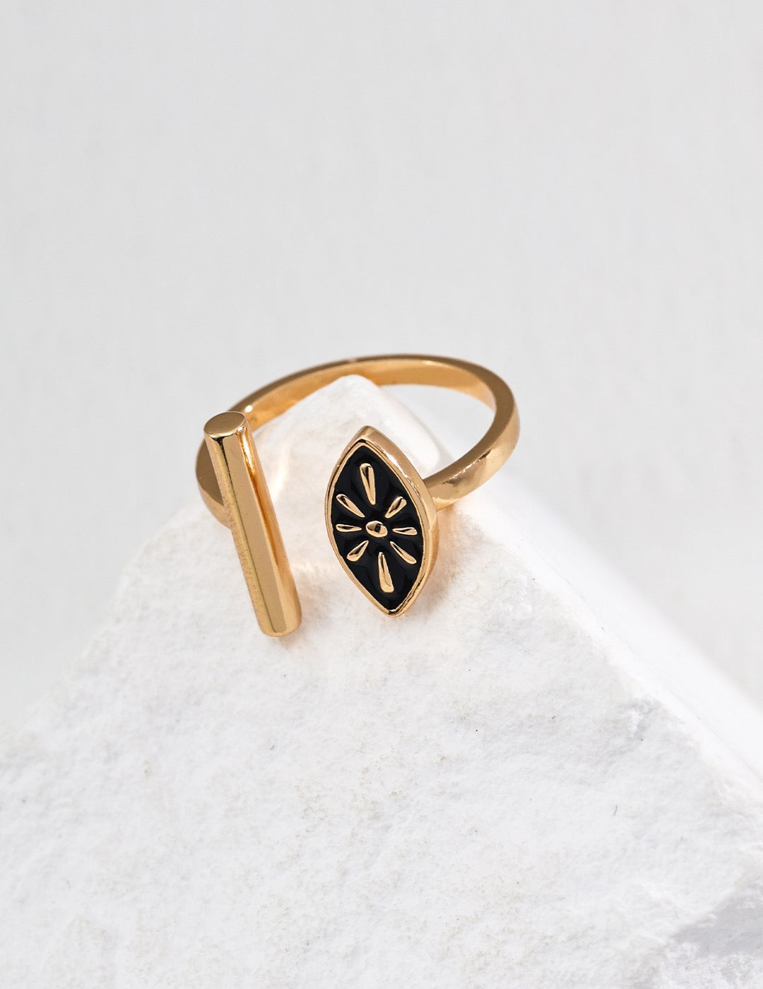 Black Enamel Cuff Ring