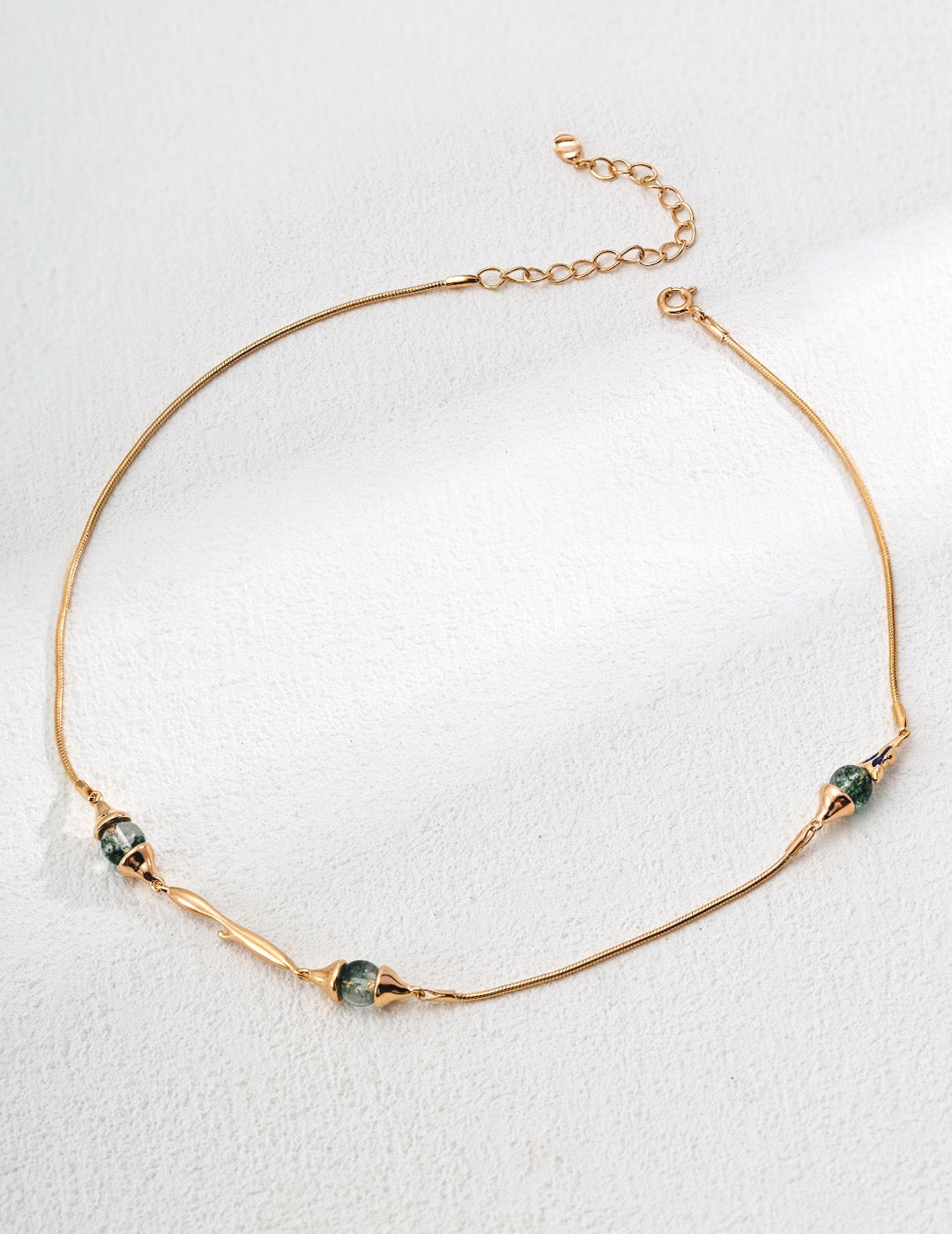 Moss Agate Bar Collar Necklace