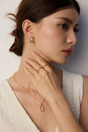 Textured Adjustable Ring - Ribbed Band Design