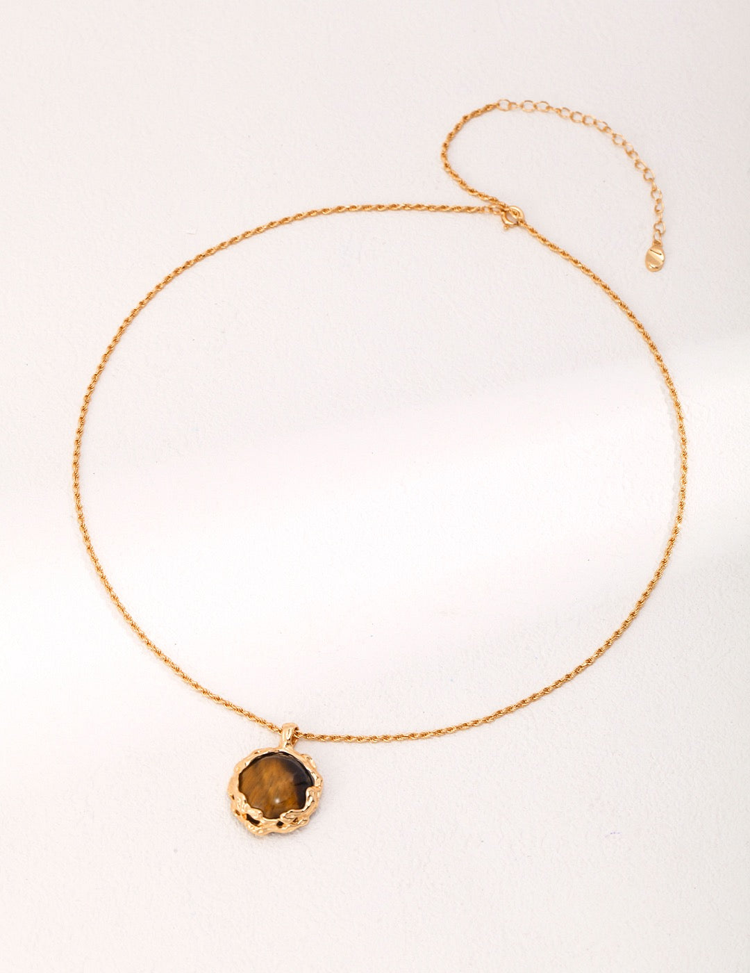 18k Gold Vermeil Tiger's Eye Pendant 
Necklace