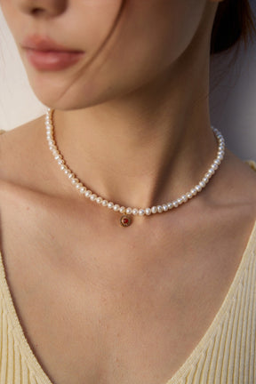 Pearl Agate Sun Medallion Jewelry Set