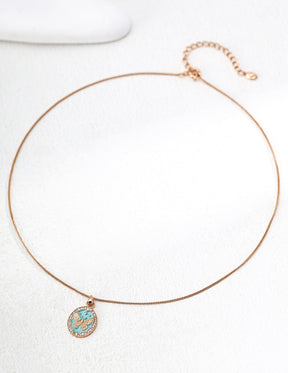 Butterfly medallion necklace in tiffany blue 