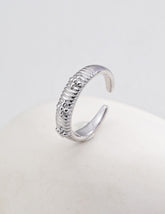 Textured Adjustable Ring - Ribbed Band Design