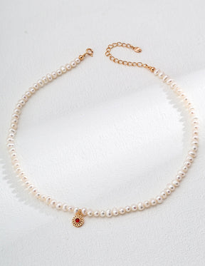 Pearl Agate Sun Medallion Jewelry Set