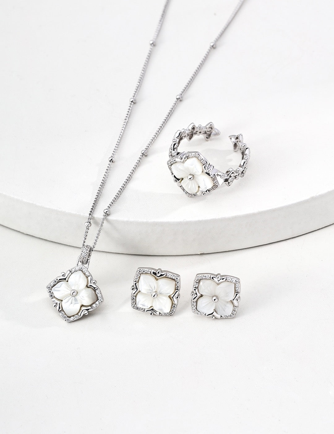 Mother of Pearl Clover Studs