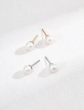 8 mm and 10 mm freshwater pearl studs in 18K gold vermeil and sterling silver