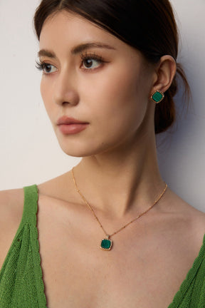 Gold Malachite Jewelry Set