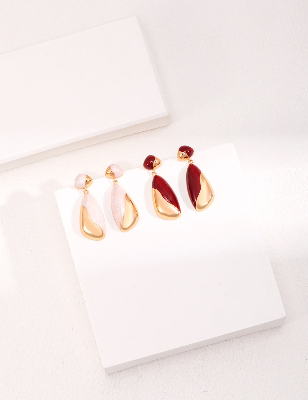 Two-Tone Enamel Teardrop Earring Set