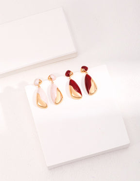 Two-Tone Enamel Teardrop Earring Set