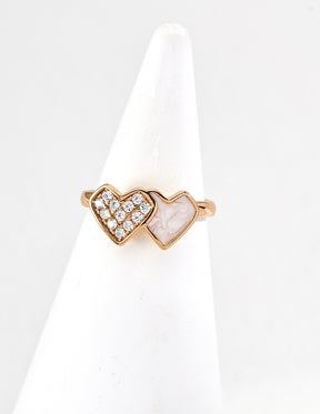 18k gold double heart open ring for women 