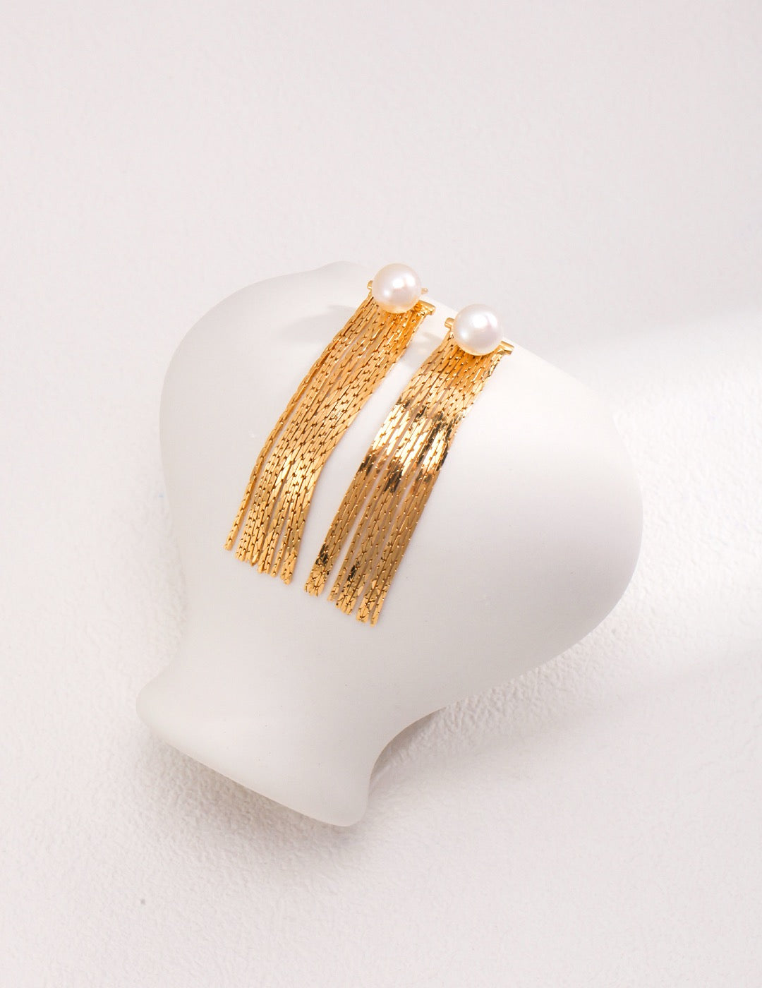 Pearl Chain Tassel Earrings