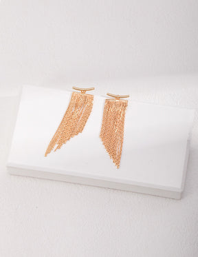 Luxe Chain Fringe Drop Earrings - Gold & Silver