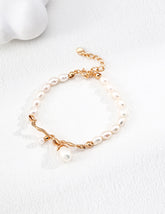 Ethereal Knot Freshwater Pearl Bracelet in 18k gold vermeil for women