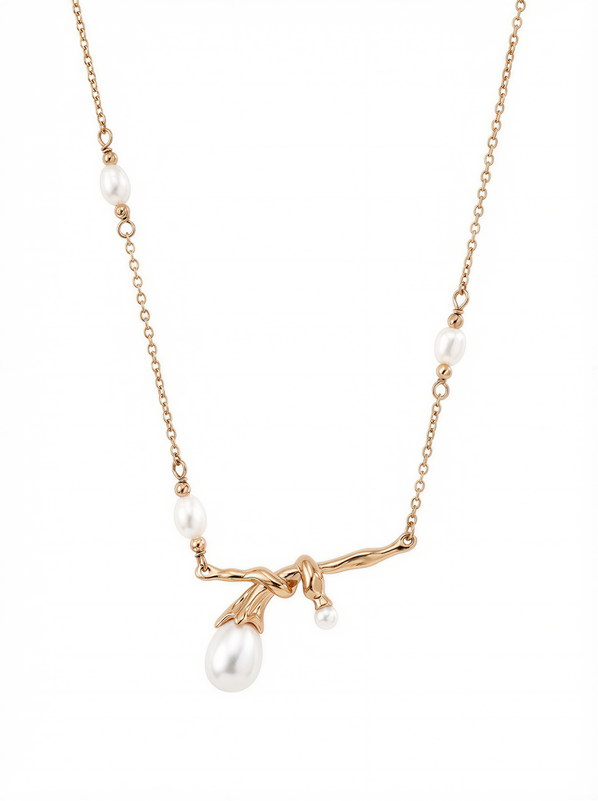 Ethereal Knot Freshwater Pearl Necklace in 18K Gold Vermeil for women