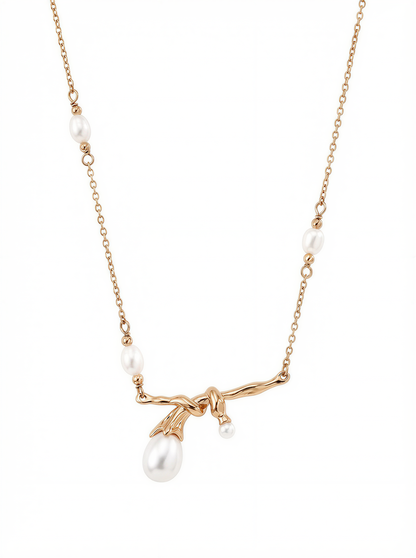 Ethereal Knot Freshwater Pearl Necklace in 18K Gold Vermeil for women