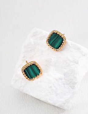Gold Malachite Jewelry Set