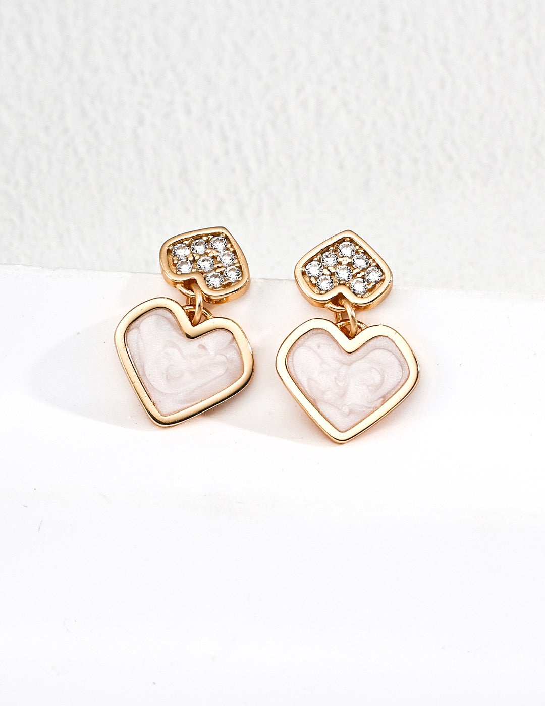 Double Heart Drop Earrings