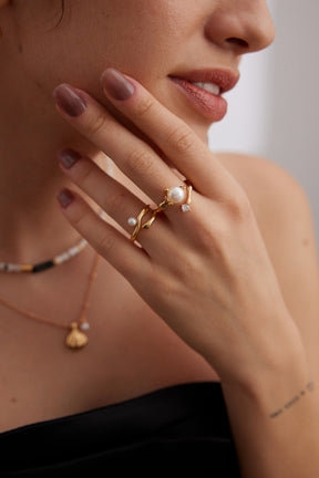 Pearl Stackable Open Ring - Lia Atelier