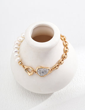 Freshwater Pearl Zircon Bracelet | 18K Gold Vermeil| Lia Atelier 