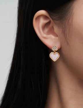 Double Heart Drop Earrings