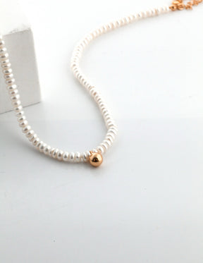Sophia Pearl Strand with Gold Accent - Minimalist Collection