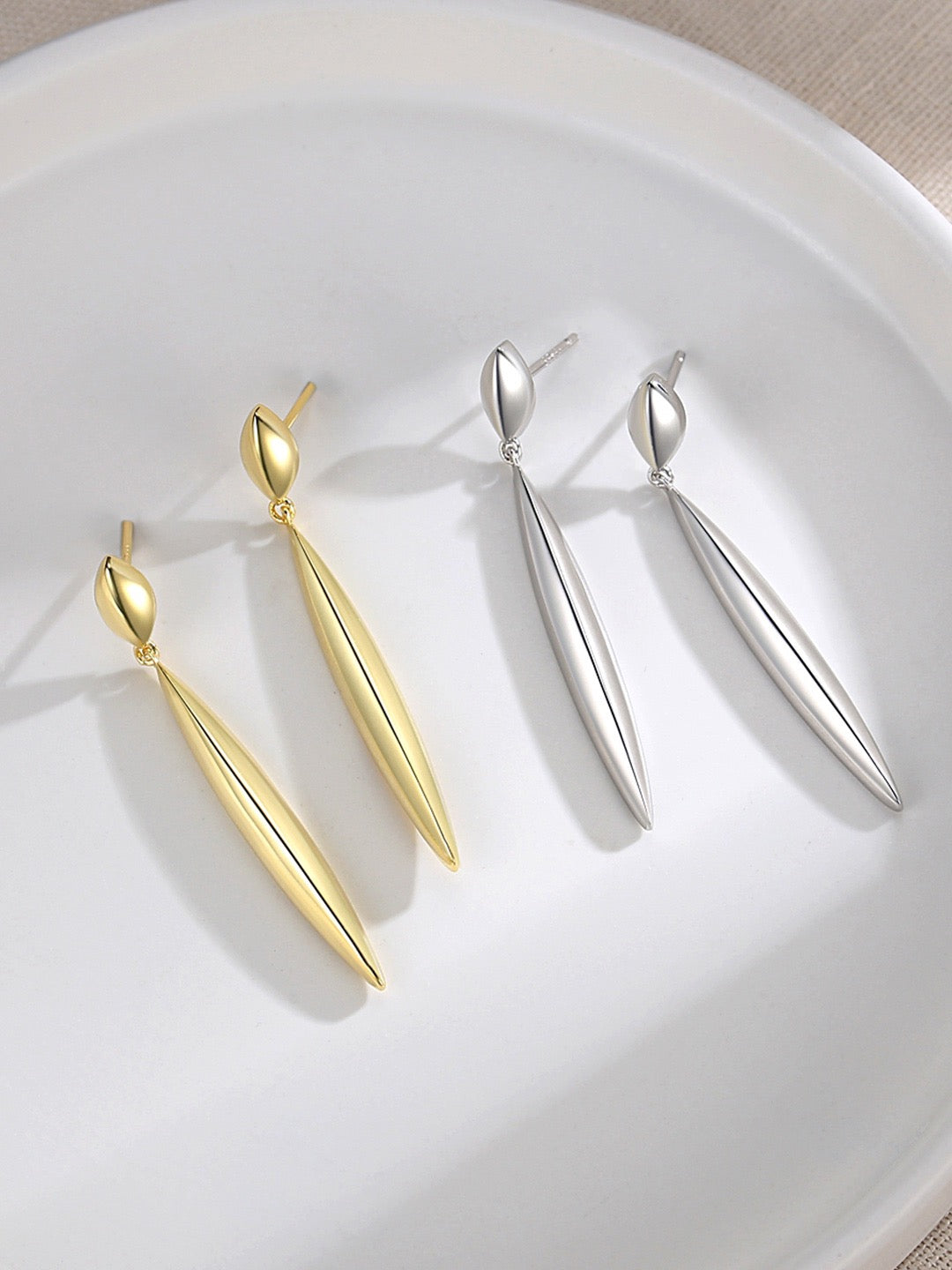 Elongated Leaf Drop Earrings