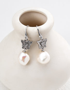 Butterfly Pearl Drop Earrings