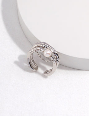 Wave Pearl Ring