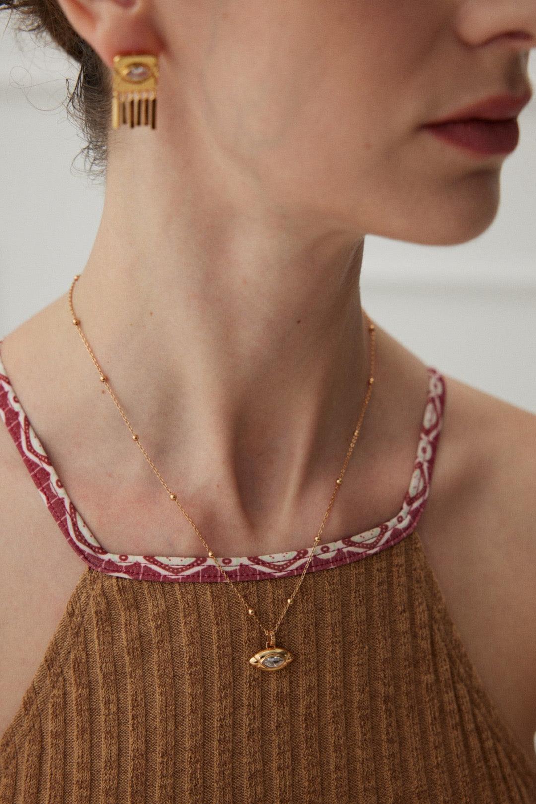 Inez Zircon Necklace wards off negativity and enhances mental clarity | Inez Zircon Necklace |Lia Atelier