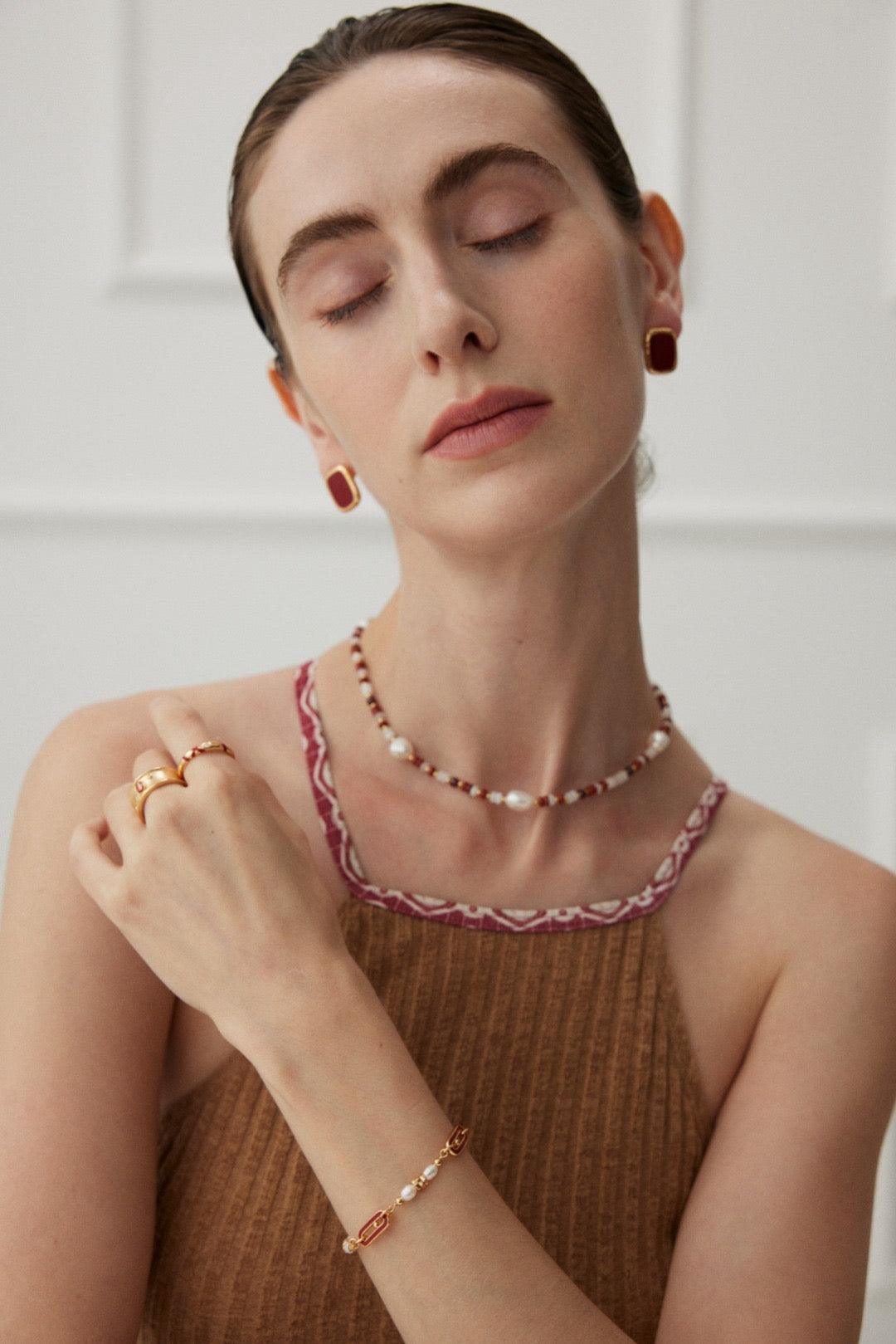 Baroque Pearl Beaded Necklace - Lia Atelier| Baroque Pearl Beaded Necklace - Lia Atelier| Fine Jewelry| Feng Shui Jewelry| Ethical Jewelry| Elegant Earrings| Eco-friendly Jewelry| Carnelian Necklace| Bohemian Style Jewelry| Bohemian Jewelry| Beaded Necklace| Baroque Pearl Necklace|18K Gold Vermeil Necklace