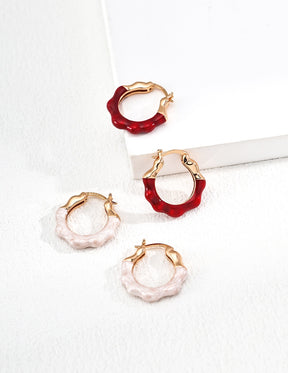 Scalloped Enamel Hoop Earrings