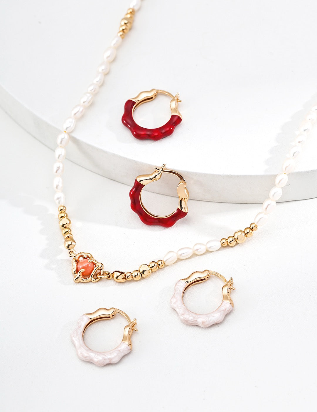 Scalloped Enamel Hoop Earrings