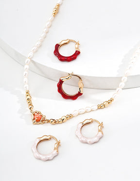 Scalloped Enamel Hoop Earrings