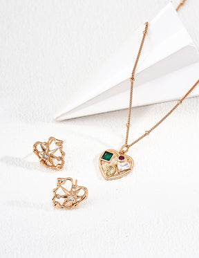 Constellation Heart Stud Earrings