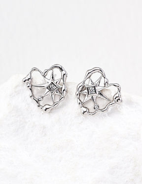 Constellation Heart Stud Earrings