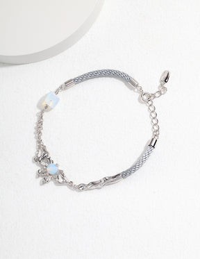 Opal Flower Charm Mixed Chain Bracelet