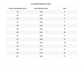 Lia Atelier Ring Size Chart for customized ring
