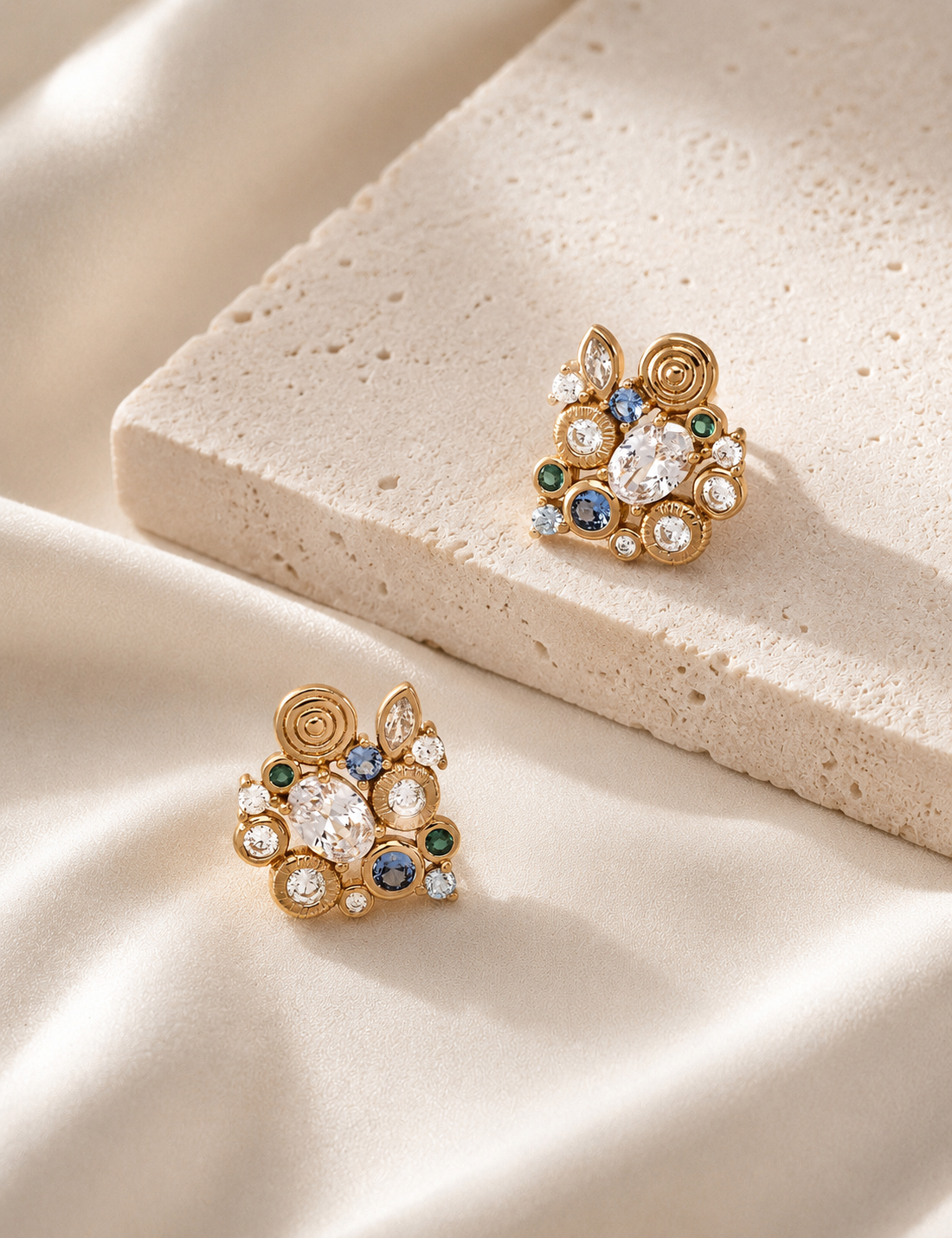 Marquise cut zircon drop earrings in 18K gold vermeil — 2cm length with secure post-and-back closure