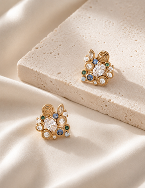 Marquise cut zircon drop earrings in 18K gold vermeil — 2cm length with secure post-and-back closure