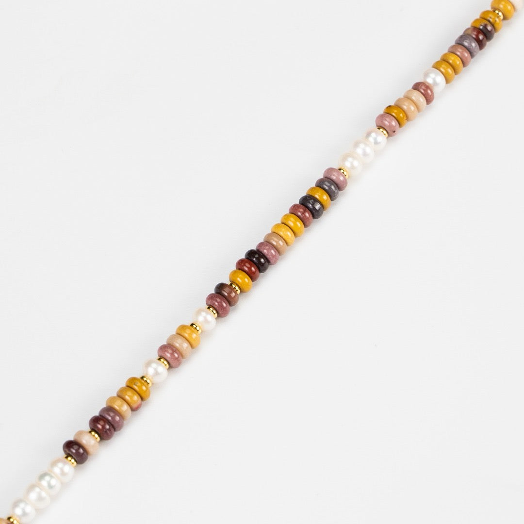 Blaire Necklace - Lia Atelier  | Mookaite Necklace | Layering Necklaces | Mookaite and Pearl Gold Necklace | Freshwater Pearl Necklace | Beaded Necklace | Fine Jewelry