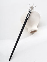 Neo-Chinese Pearl Hair Stick in sterling silver, dragon motif and freshwater pearl drop | Lia Atelier