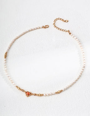 Healing Gemstone Rhodochrosite Pearl Necklace for women