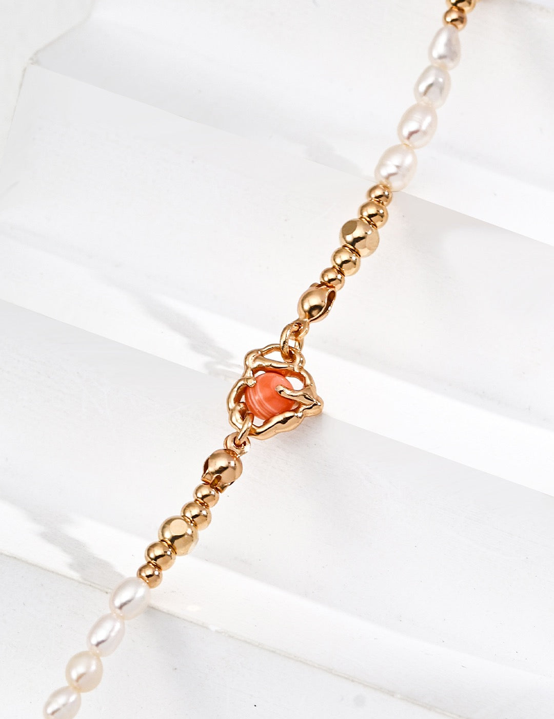 Rhodochrosite Pearl Statement Necklace for women