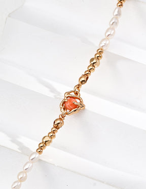 Rhodochrosite Pearl Statement Necklace for women