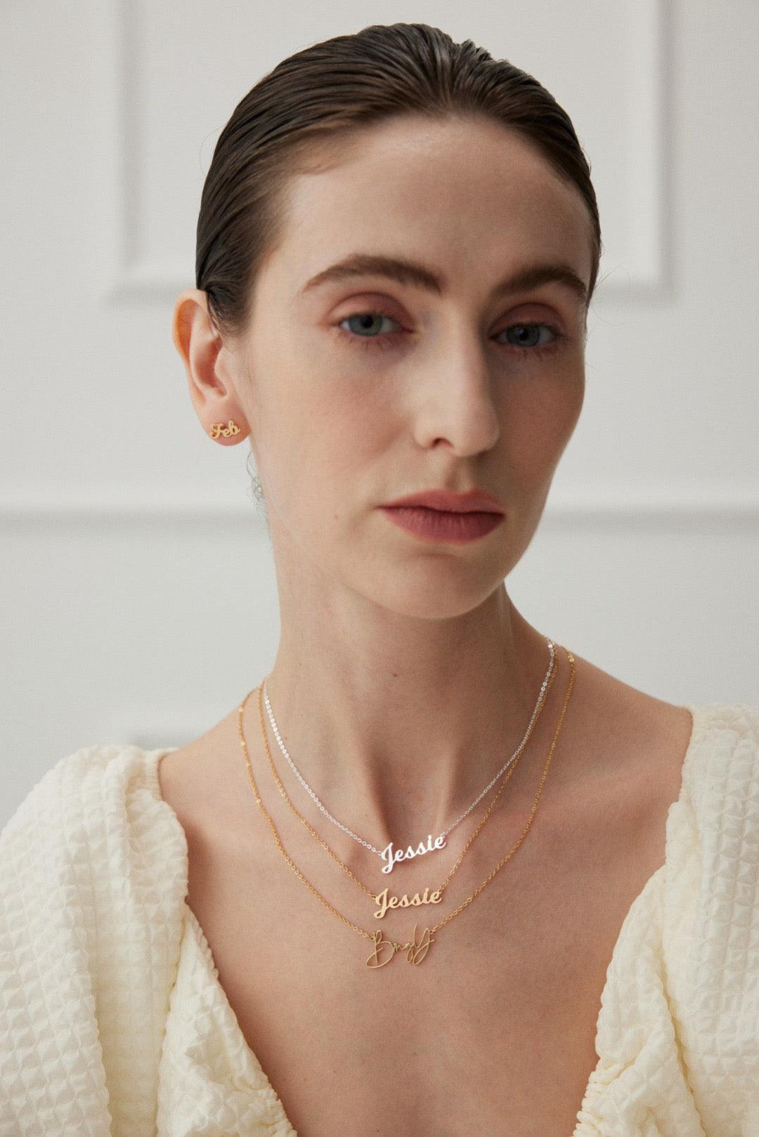 18k yellow gold vermeil name necklace for women