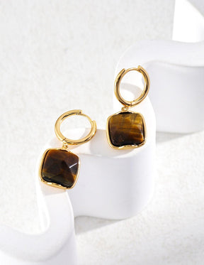 Tiger Eye Silver Earrings - Lia Atelier